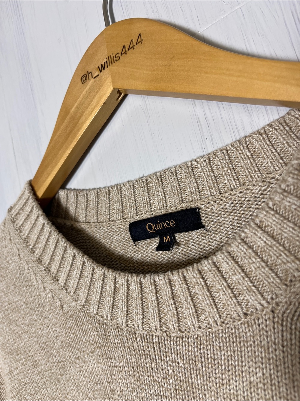 Quince Tan Organic Cotton Elevated Basic Knit Sweater Size M - Picture 3 of 5
